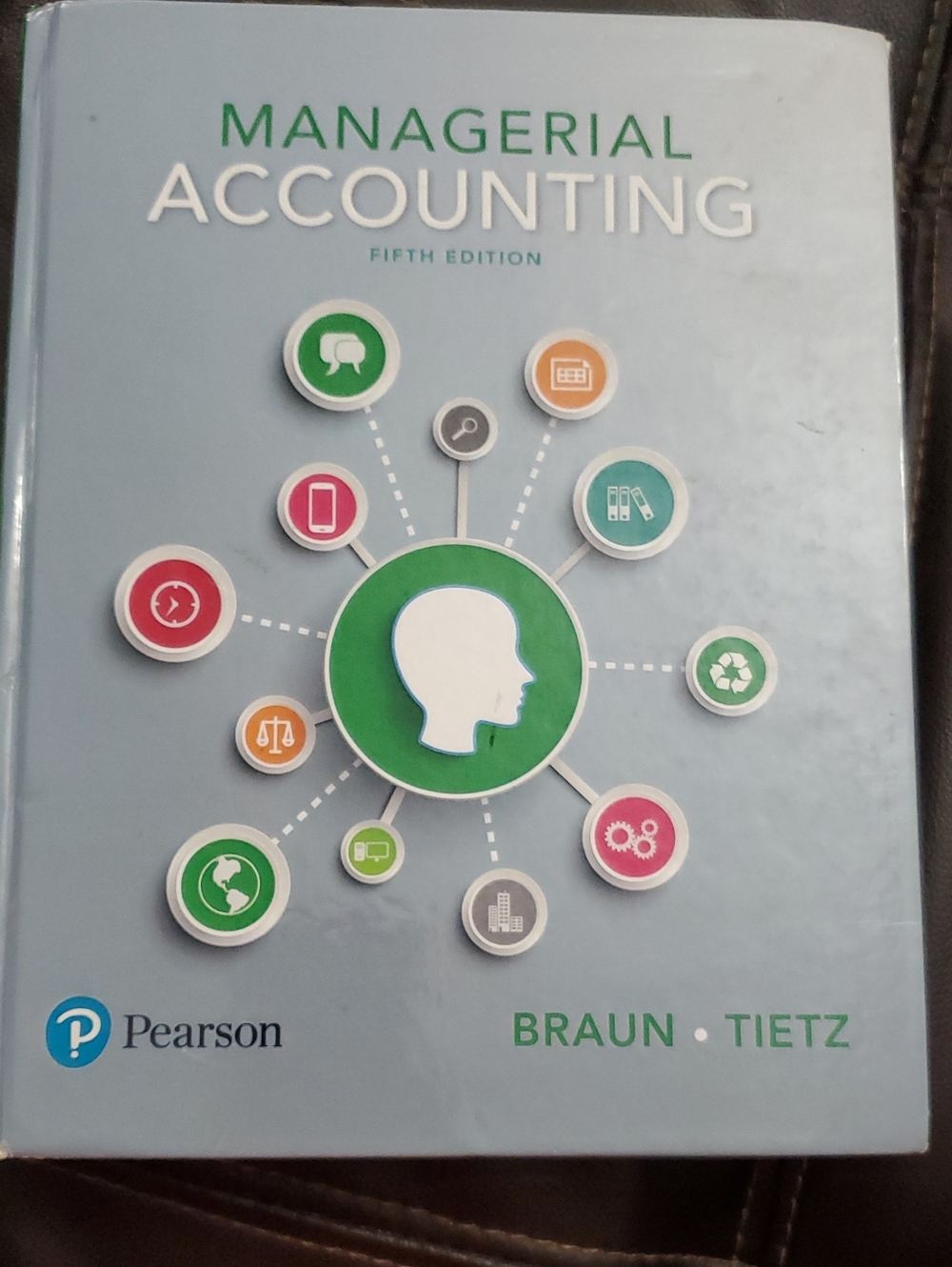 Pearson Managerial Accounting Textbook — Light Blue, Green, White Hard Cover